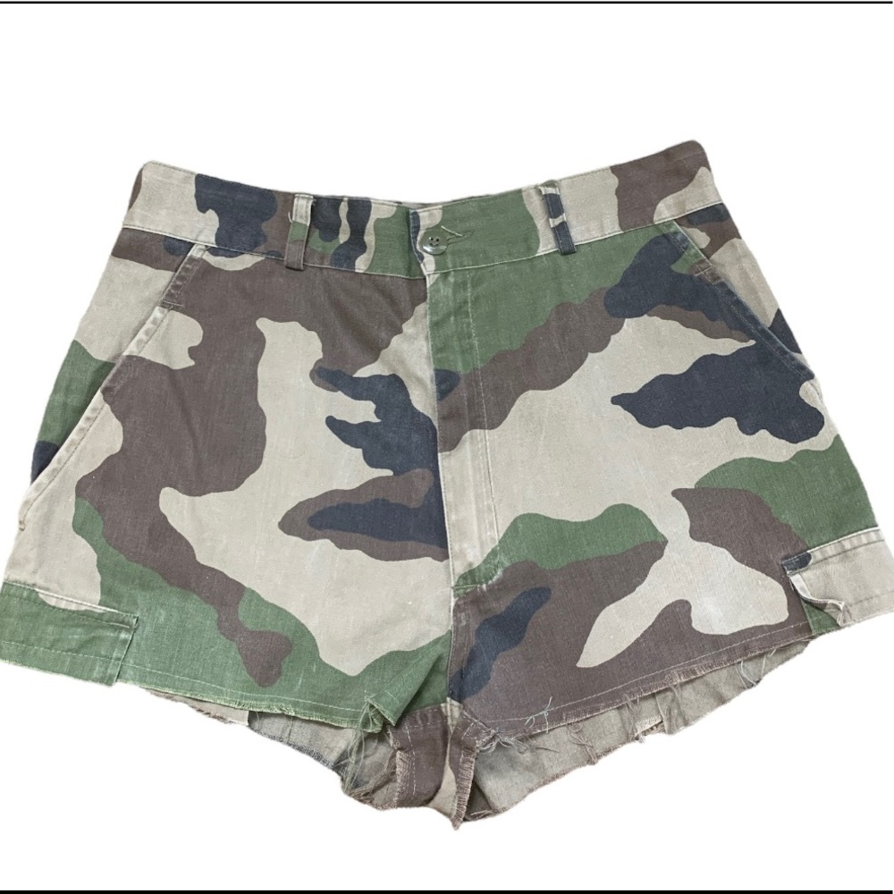Green Brown Camouflage Cargo Shorts Gorpcore Utilitarian Small